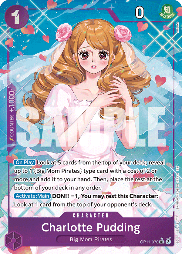 Carte Charlotte Pudding OP11-070_p1 Super Rare Alt Art — One Piece TCG OP-11 A Fist of Divine Speed (Bandai)