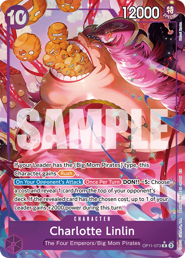 Carte Charlotte Linlin OP11-073_p1 Rare Alt Art — One Piece TCG OP-11 A Fist of Divine Speed (Bandai)