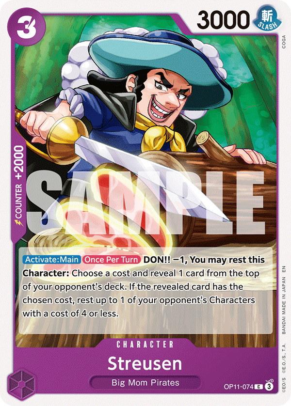 Carte Streusen OP11-074 Common — One Piece TCG OP-11 A Fist of Divine Speed (Bandai)