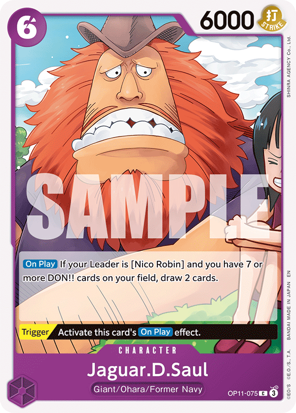 Carte Haguar D. Sauro OP11-075 Common — One Piece TCG OP-11 A Fist of Divine Speed (Bandai)