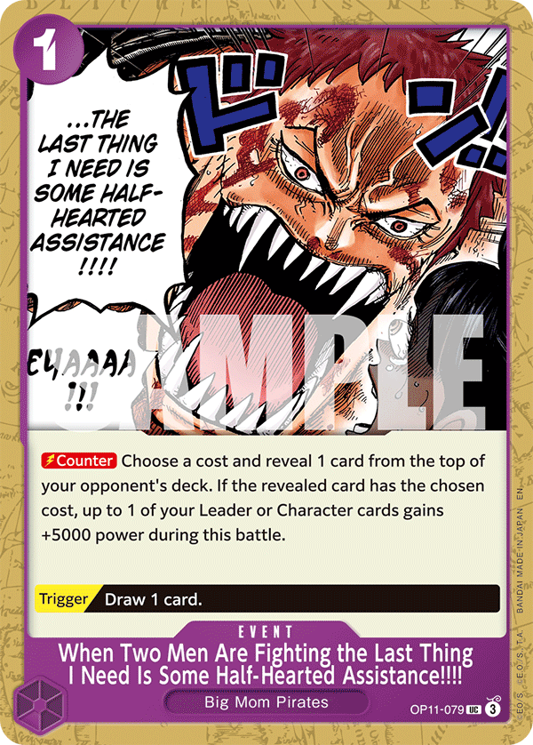 Carte Tes petits stratagèmes... n'ont pas leur place dans un combat d'hommes !! OP11-079 Uncommon — One Piece TCG OP-11 A Fist of Divine Speed (Bandai)
