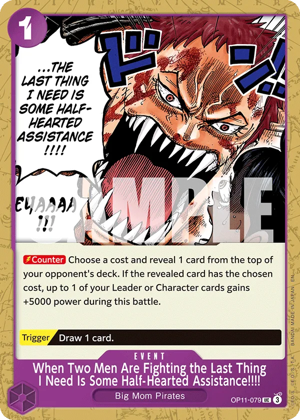 Carte Tes petits stratagèmes... n'ont pas leur place dans un combat d'hommes !! OP11-079_r1 Uncommon — One Piece TCG ST-34 (Bandai)