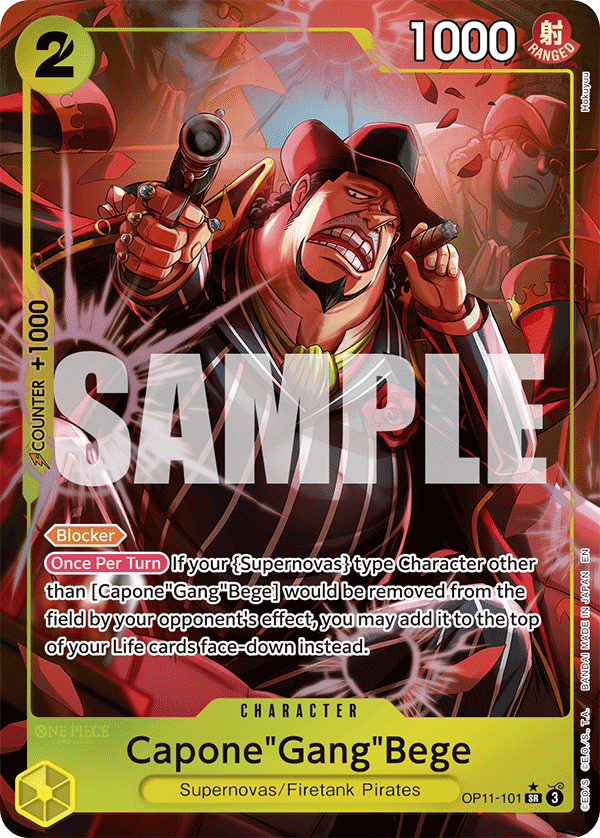 Carte Capone "Gang" Bege OP11-101_p1 Super Rare — One Piece TCG OP-11 (Bandai)