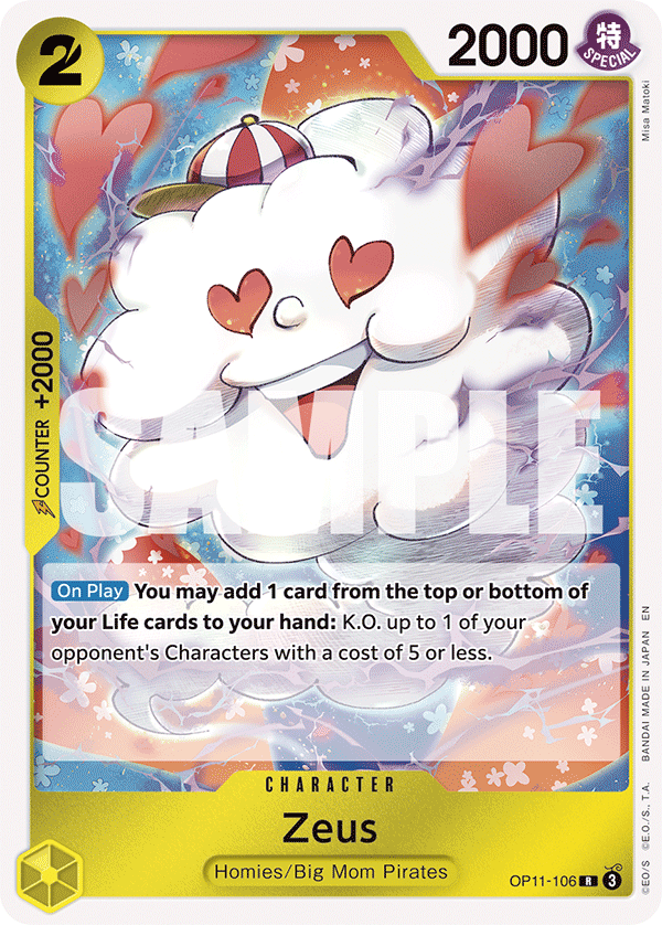 Carte Zeus OP11-106 Rare — One Piece TCG OP-11 A Fist of Divine Speed (Bandai)