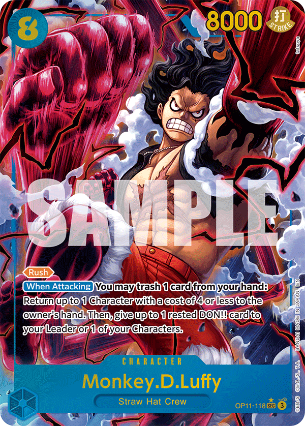 Carte Monkey D. Luffy OP11-118_p1 Secret Rare Alt Art — One Piece TCG OP-11 A Fist of Divine Speed (Bandai)