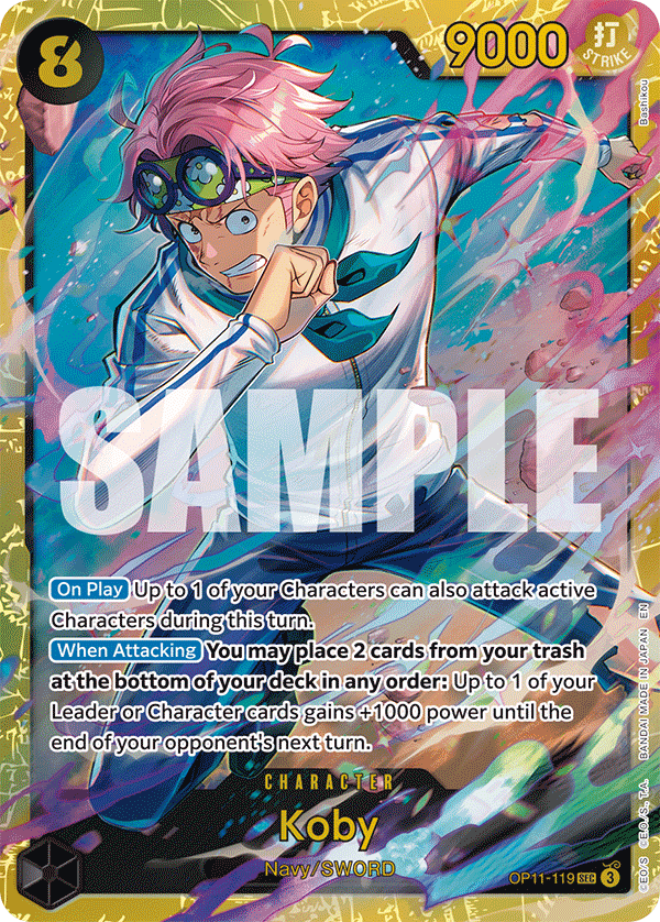 Carte Kobby OP11-119 Secret Rare — One Piece TCG OP-11 A Fist of Divine Speed (Bandai)