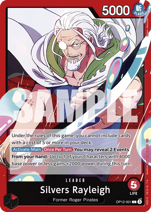 Carte Silvers Rayleigh OP12-001 Leader — One Piece TCG OP-12 Legacy of the Master (Bandai)