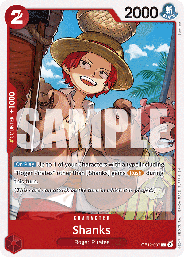 Carte Shanks OP12-007 Common — One Piece TCG OP-12 Legacy of the Master (Bandai)