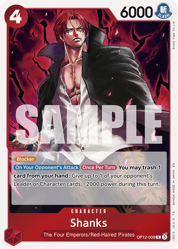 Carte Shanks OP12-008 Rare — One Piece TCG OP-12 Legacy of the Master (Bandai)