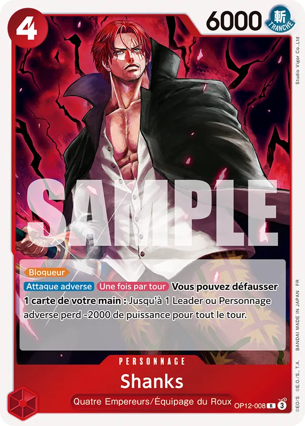 Carte SHANKS OP12-008 OP12 — One Piece TCG (Bandai)