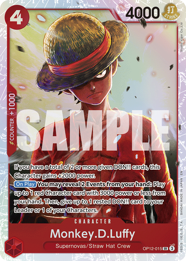 Carte Monkey D. Luffy OP12-015 Super Rare — One Piece TCG OP-12 Legacy of the Master (Bandai)