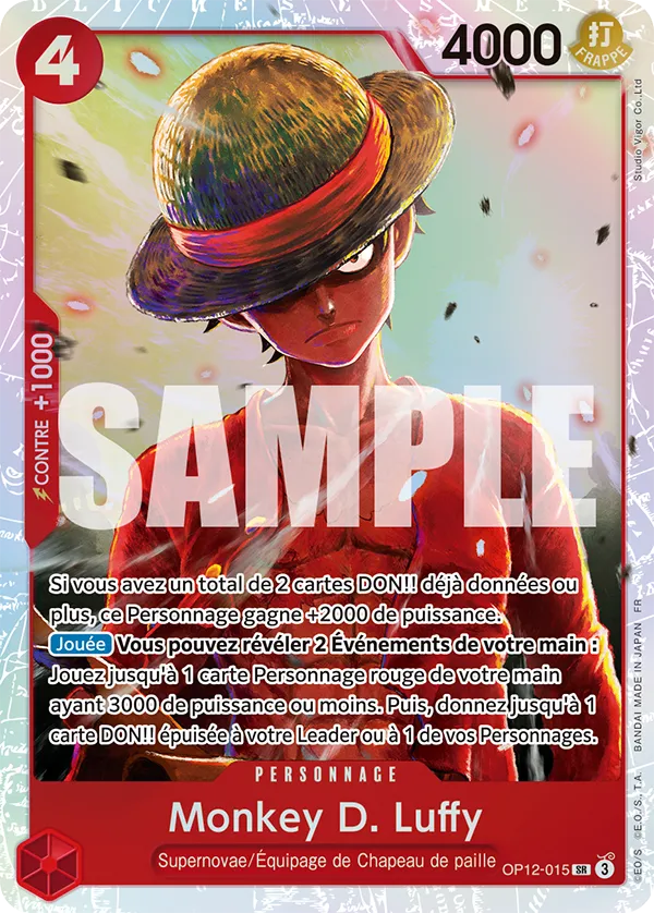 Carte LUFFY OP12-015 OP12 — One Piece TCG (Bandai)