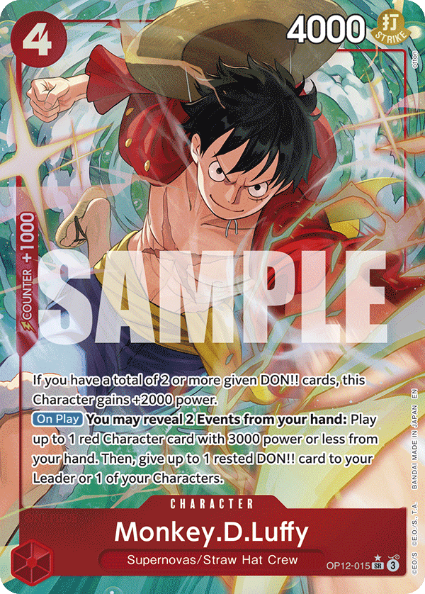 Carte Monkey D. Luffy OP12-015_p1 Super Rare Alt Art — One Piece TCG OP-12 Legacy of the Master (Bandai)