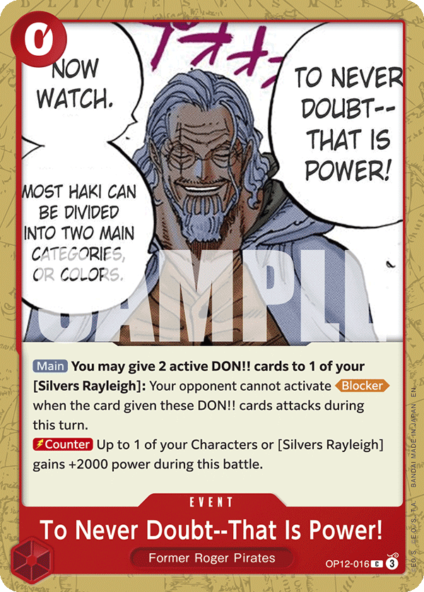 Carte Une détermination sans faille, voilà la vraie force&nbsp;!! OP12-016 Common — One Piece TCG OP-12 Legacy of the Master (Bandai)