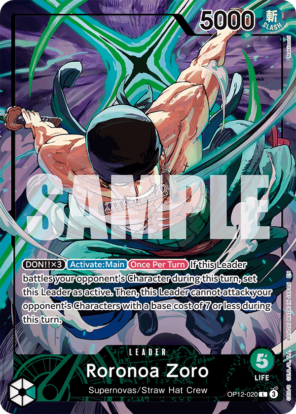 Carte Roronoa Zoro OP12-020_p4 Leader Alt Art — One Piece TCG OTHER One Piece Products (Bandai)