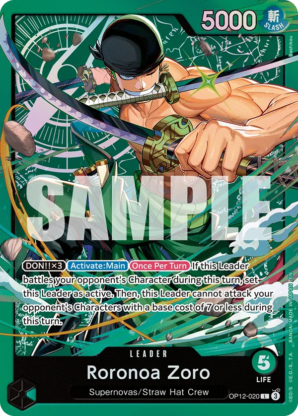 Carte Roronoa Zoro OP12-020_p5 Leader — One Piece TCG ST-32 (Bandai)