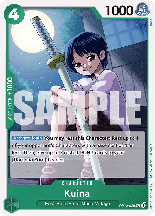 Carte Kuina OP12-026 Uncommon — One Piece TCG OP-12 Legacy of the Master (Bandai)