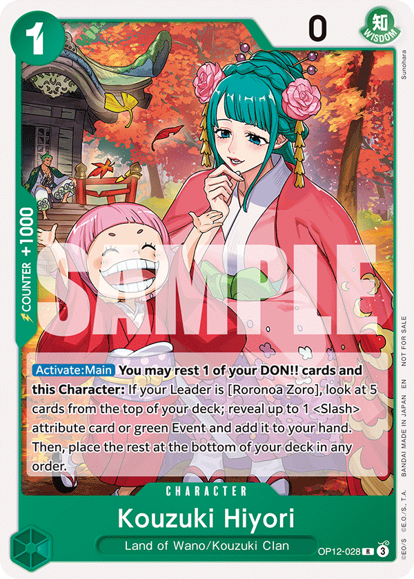 Carte Hiyori Kozuki OP12-028_p1 Rare Alt Art — One Piece TCG OP-12 Legacy of the Master (Bandai)