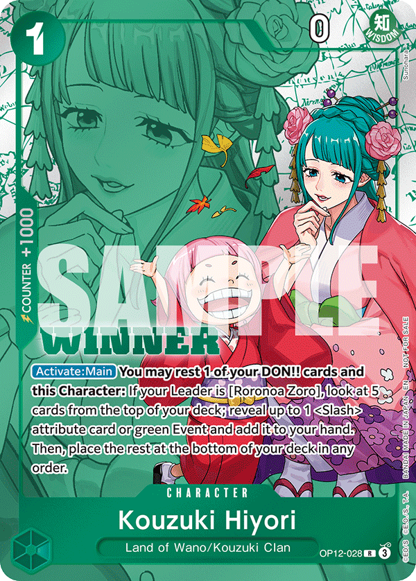 Carte Hiyori Kozuki OP12-028_p2 Rare Alt Art — One Piece TCG OP-12 Legacy of the Master (Bandai)
