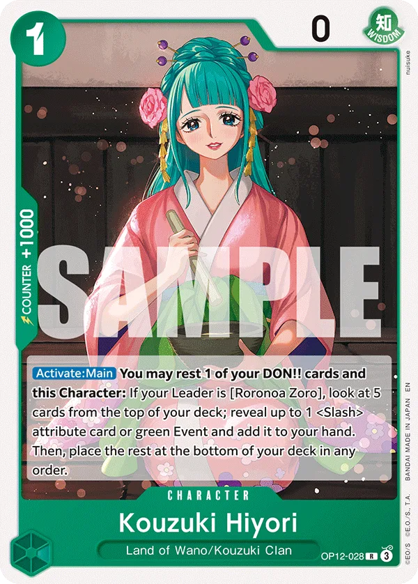 Carte Hiyori Kozuki OP12-028_r1 Rare — One Piece TCG ST-32 (Bandai)