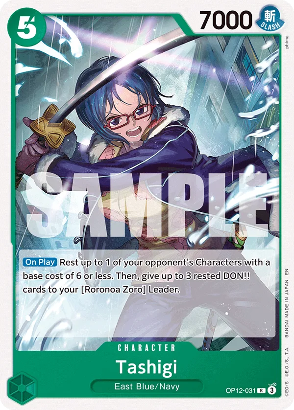 Carte Tashigi OP12-031_r1 Rare — One Piece TCG ST-32 (Bandai)