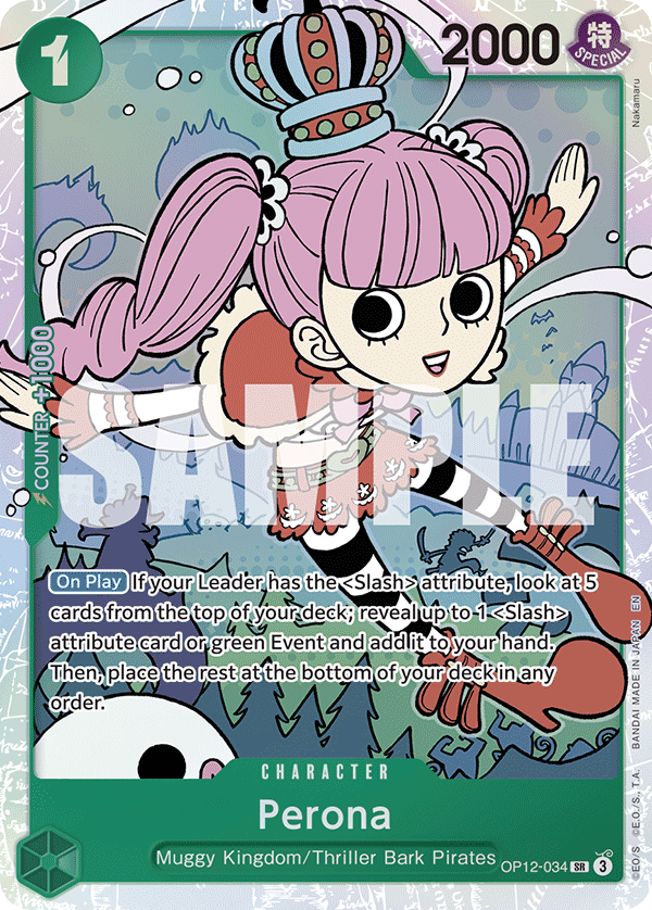Carte Perona OP12-034 Super Rare — One Piece TCG OP-12 Legacy of the Master (Bandai)
