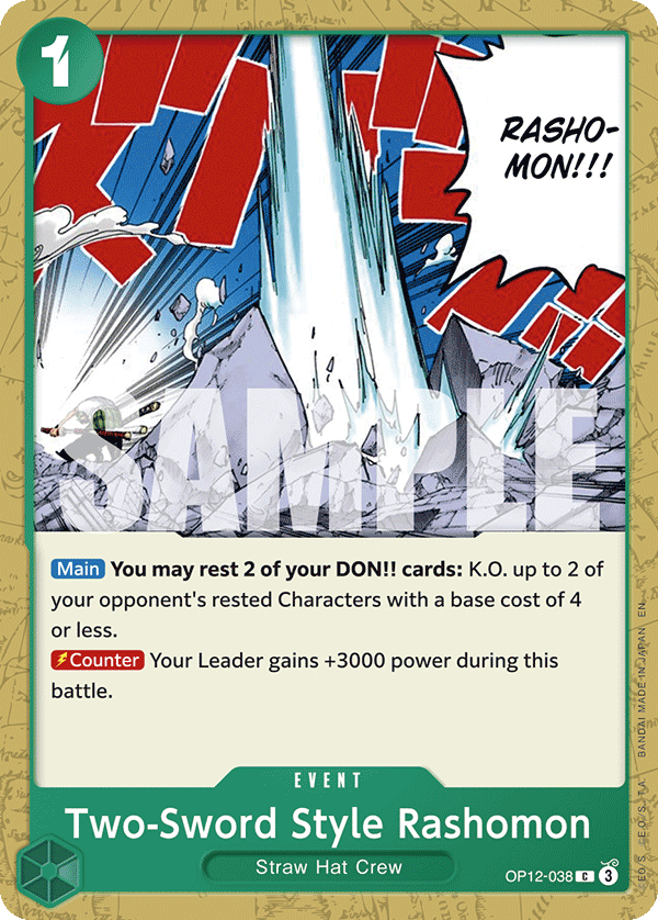 Carte Technique à deux sabres, Rashomon OP12-038 Common — One Piece TCG OP-12 Legacy of the Master (Bandai)