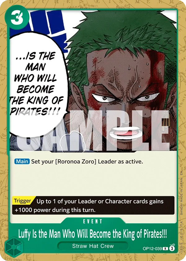 Carte Luffy Is the Man Who Will Become the King of Pirates!!! OP12-039_p2 Rare — One Piece TCG ST-32 (Bandai)