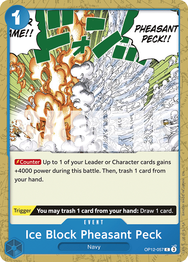 Carte Ice Block, bec de faisan OP12-057 Common — One Piece TCG OP-12 Legacy of the Master (Bandai)