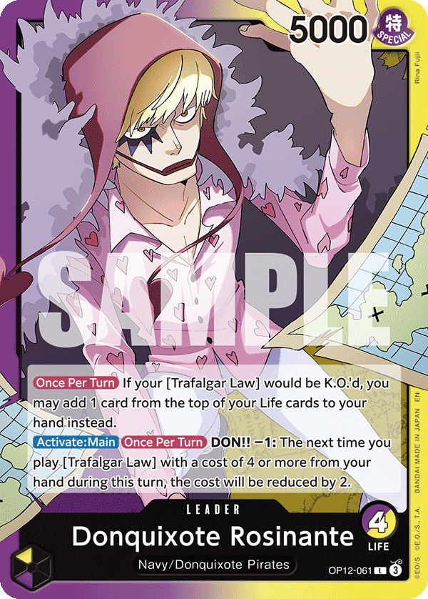 Carte Don Quijote Rosinante OP12-061 Leader — One Piece TCG OP-12 (Bandai)