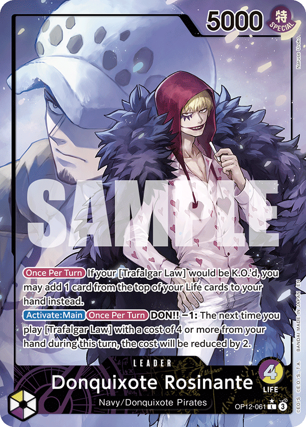 Carte Don Quijote Rosinante OP12-061_p1 Leader — One Piece TCG OP-12 (Bandai)