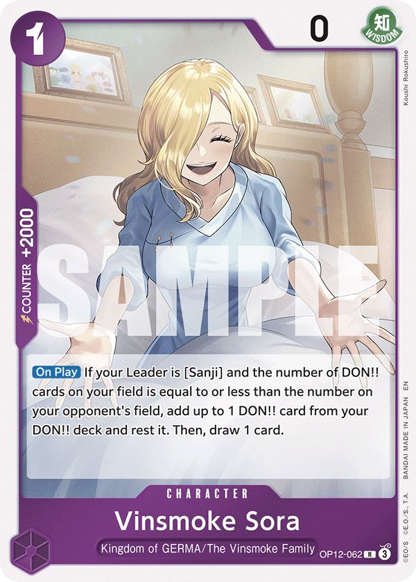 Carte Sora Vinsmoke OP12-062 Rare — One Piece TCG OP-12 (Bandai)
