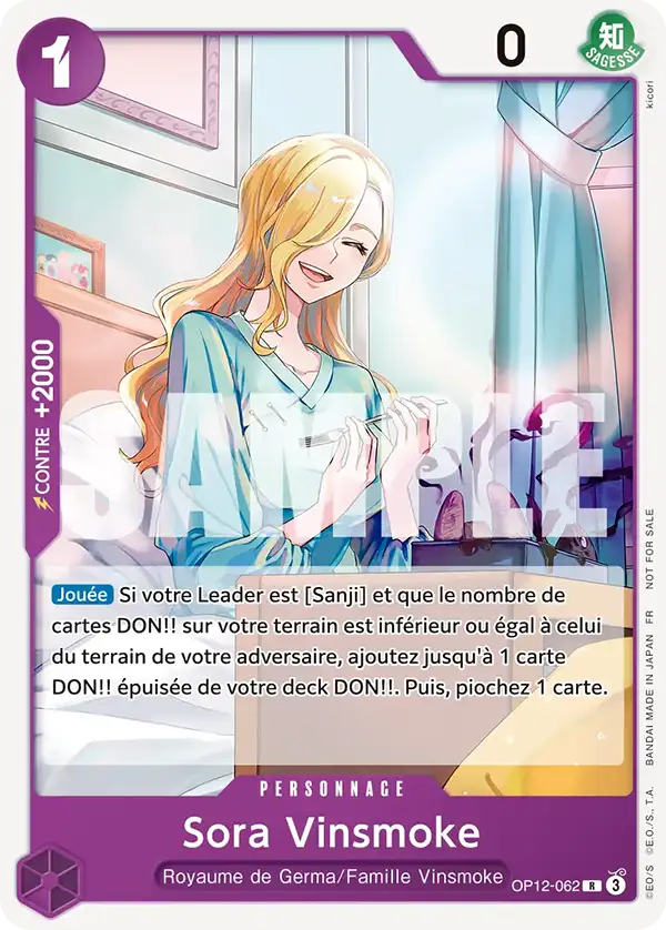 Carte Sora Vinsmoke OP12-062_p1 Rare — One Piece TCG OP-12 (Bandai)