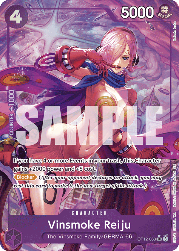 Carte Reiju Vinsmoke OP12-063_p1 Super Rare Alt Art — One Piece TCG OP-12 Legacy of the Master (Bandai)