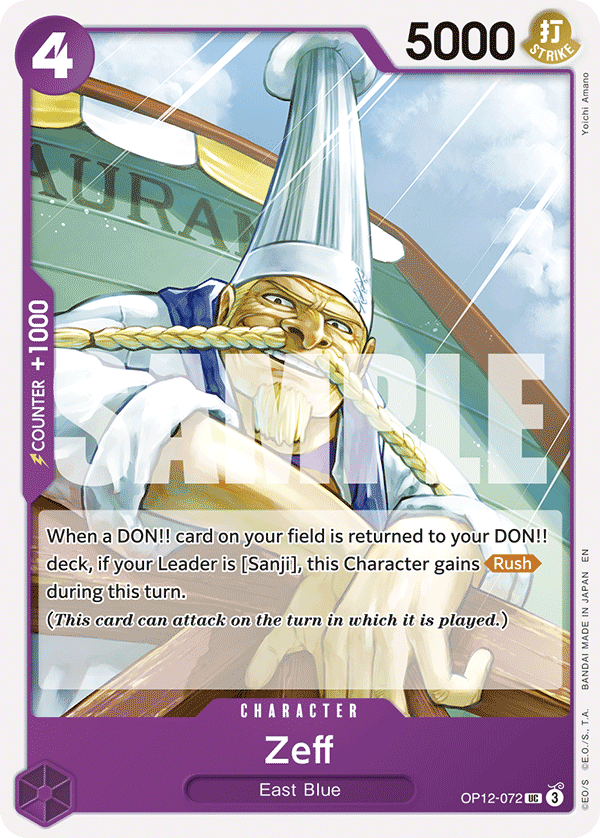 Carte Zeff OP12-072 Uncommon — One Piece TCG OP-12 Legacy of the Master (Bandai)