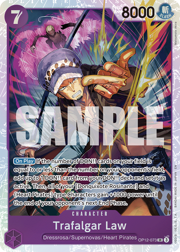 Carte Trafalgar Law OP12-073 Super Rare — One Piece TCG OP-12 Legacy of the Master (Bandai)