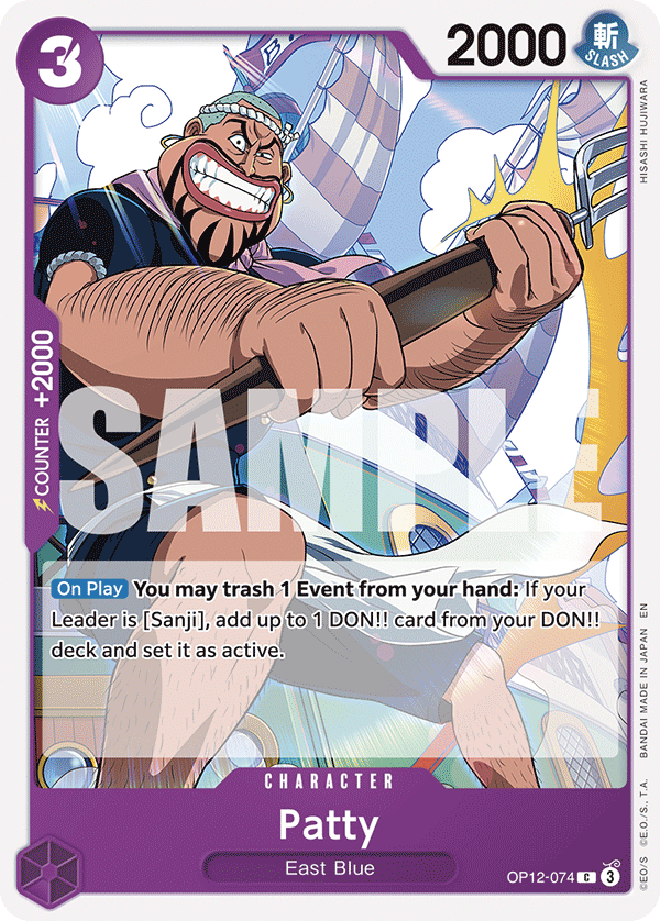Carte Patty OP12-074 Common — One Piece TCG OP-12 Legacy of the Master (Bandai)