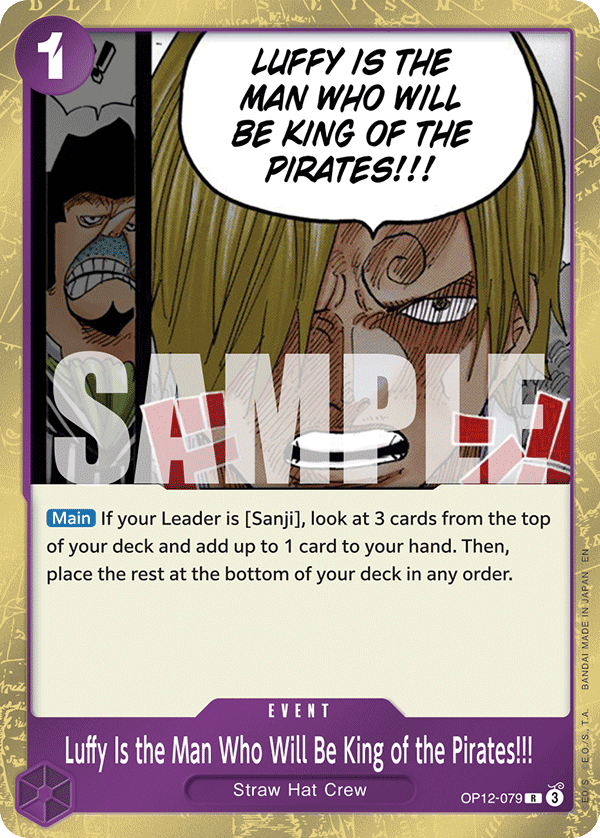 Carte Luffy est l'homme qui deviendra le roi des pirates&nbsp;!! OP12-079 Rare — One Piece TCG OP-12 Legacy of the Master (Bandai)