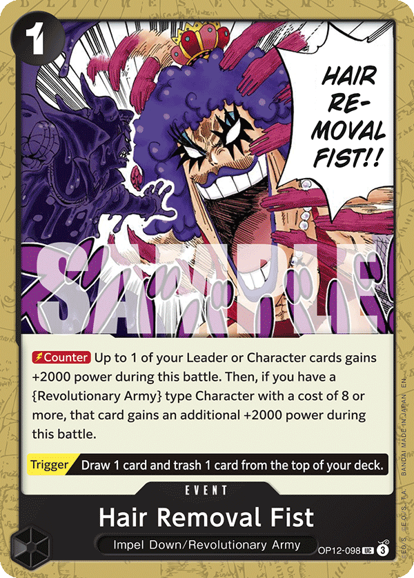 Carte Pointe dépilatoire OP12-098 Uncommon — One Piece TCG OP-12 Legacy of the Master (Bandai)