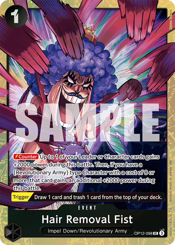 Carte Hair Removal Fist OP12-098_p1 Uncommon Alt Art — One Piece TCG OTHER One Piece Products (Bandai)
