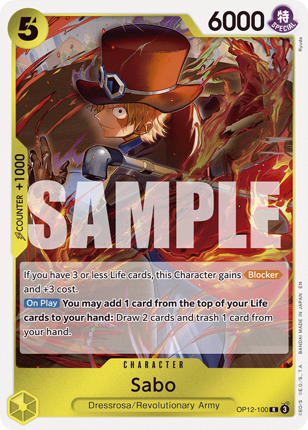 Carte Sabo OP12-100 Rare — One Piece TCG OP-12 (Bandai)