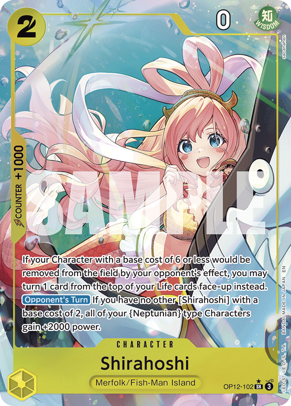 Carte Shirahoshi OP12-102_p1 Super Rare Alt Art — One Piece TCG OP-12 Legacy of the Master (Bandai)