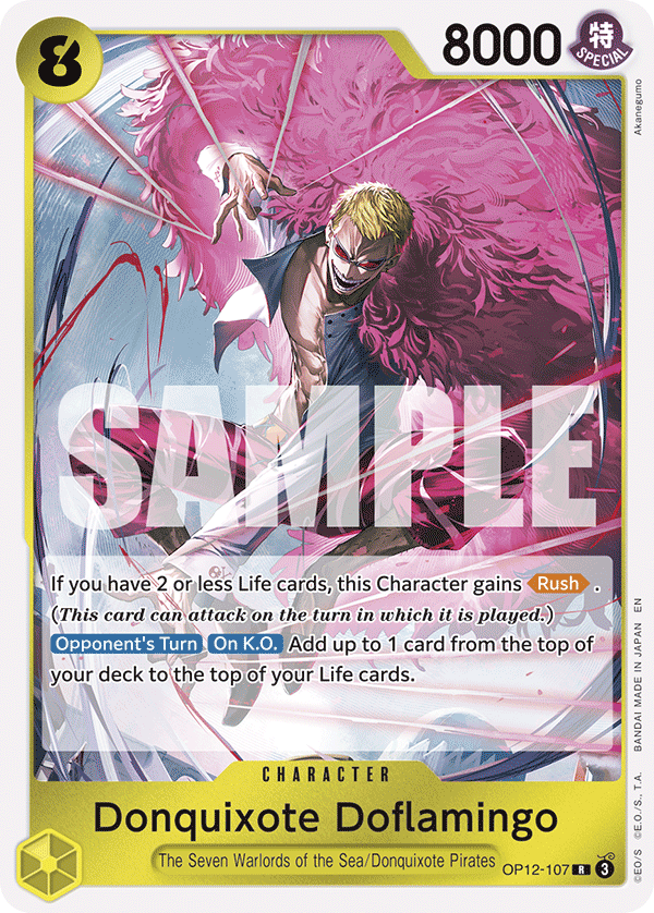 Carte Don Quijote Doflamingo OP12-107 Rare — One Piece TCG OP-12 Legacy of the Master (Bandai)