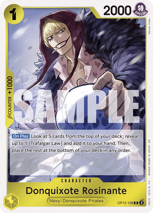 Carte Don Quijote Rosinante OP12-108 Rare — One Piece TCG OP-12 Legacy of the Master (Bandai)
