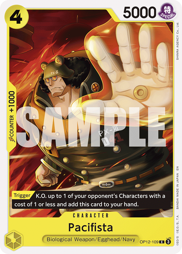Carte Pacifista OP12-109 Common — One Piece TCG OP-12 Legacy of the Master (Bandai)