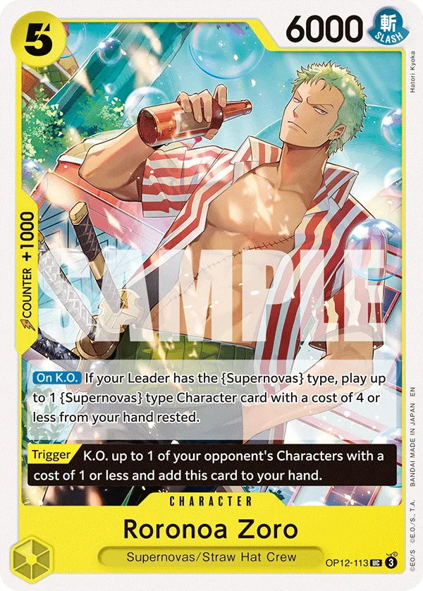Carte Roronoa Zoro OP12-113_r1 Uncommon — One Piece TCG ST-36 (Bandai)