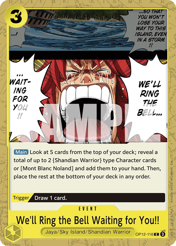 Carte Je continuerai à faire sonner la cloche... et je t'attendrai&nbsp;!! OP12-116 Common — One Piece TCG OP-12 Legacy of the Master (Bandai)