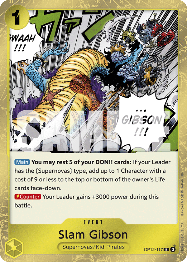Carte Slam Gibson OP12-117 Rare — One Piece TCG OP-12 Legacy of the Master (Bandai)