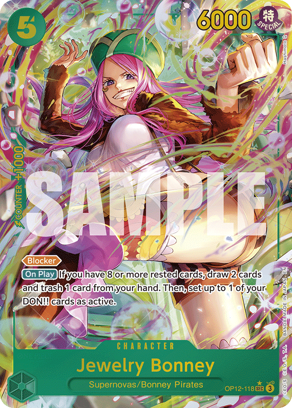 Carte Jewelry Bonney OP12-118_p1 Secret Rare Alt Art — One Piece TCG OP-12 Legacy of the Master (Bandai)
