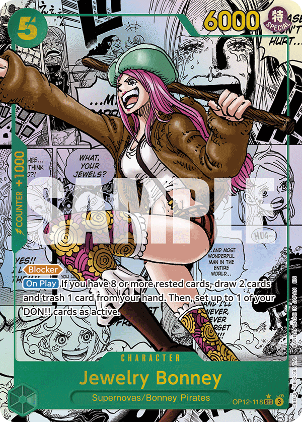 Carte Manga Rare Jewelry Bonney OP12-118_p2 Secret Rare — One Piece TCG OP-12 Legacy of the Master (Bandai)